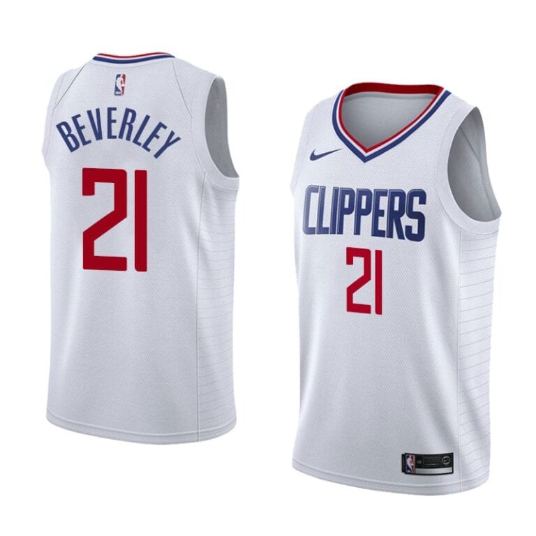 גופיית משחק NBA לוס אנג'לס קליפרס לבנה - פטריק בוורלי 20/21